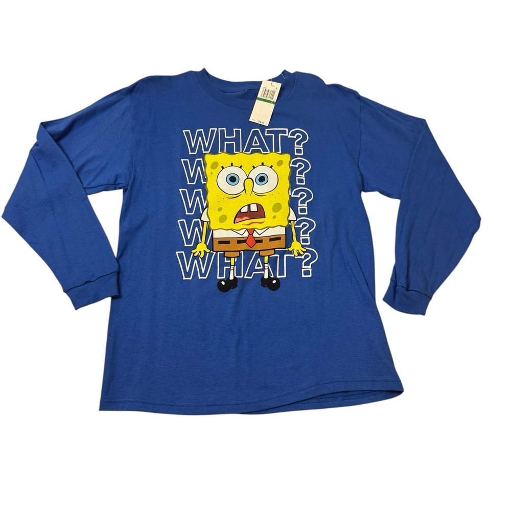 SpongeBob SquarePants | Blue Yellow Long Sleeve Tee New With Tags NWT Boys Large